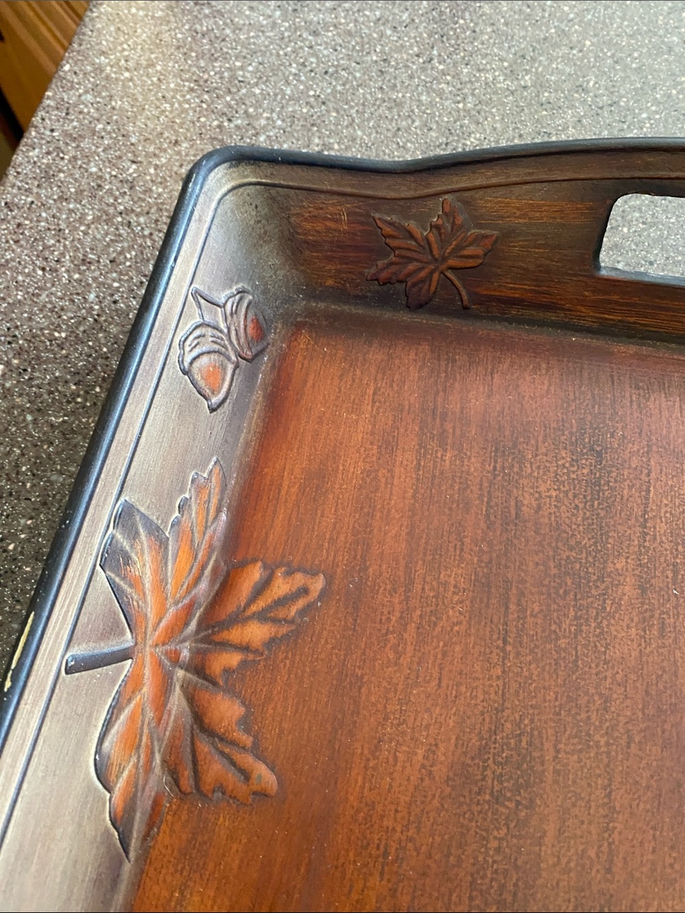 Decorative Wooden Serving Tray - Brown - Picture 5 of 11